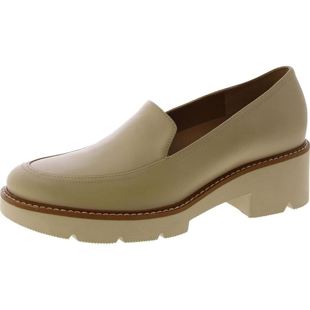 27 EDIT Womens Dreamer Padded Insole Leather Loafers Beige 7 Medium (B,M)